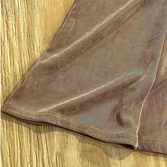 VTG Choices Taupe Pleated A-Line Midi Skirt Elastic Womans Size Large Made USA - Picture 7 of 13